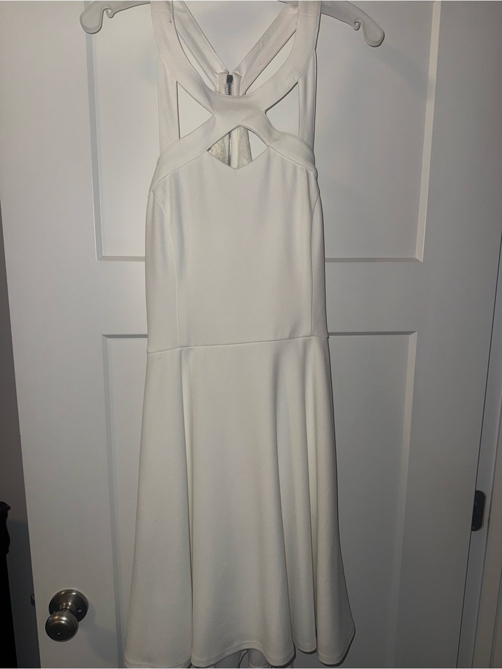 Speechless White Cross-Back Midi Dress